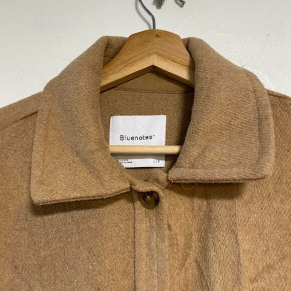 Bluenotes' Tan Camel Wool Blend Shacket Shirt Jacket Size L/G Large - Picture 8 of 9